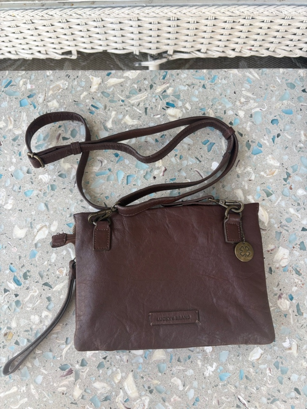 Lucky Brand Dark Brown Leather Crossbody Purse